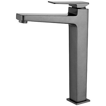 Смеситель L1178U для умывальника с гайкой высокий, шаровый графит (латунь) LEDEME 